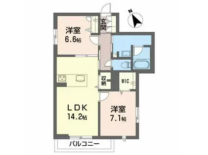 レフィシア城南(2LDK/2階)の間取り写真