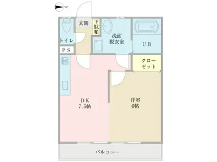 グリーンハイツ(1DK/2階)の間取り写真