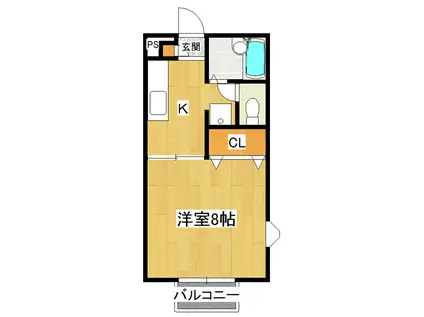 アムール・マナベA(1K/1階)の間取り写真