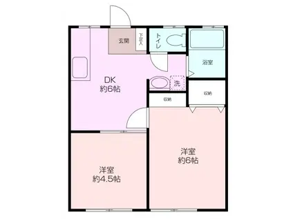 ハイツエコーA(2DK/1階)の間取り写真