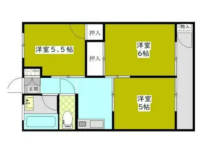 ユナイテッド南津留(3K/4階)の間取り写真