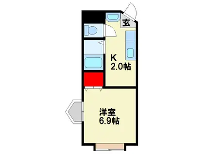 STY-1マンション(1K/4階)の間取り写真