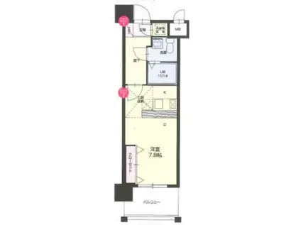 NO.66 GURANTEE 21 博多(1K/1階)の間取り写真