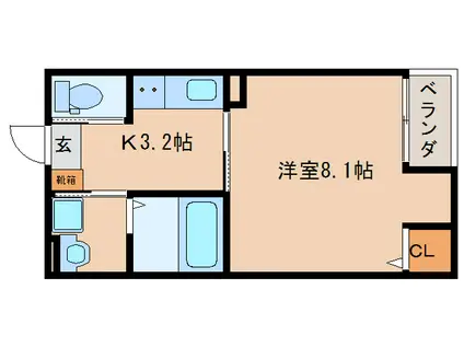 ラモーナ城山台(1K/2階)の間取り写真