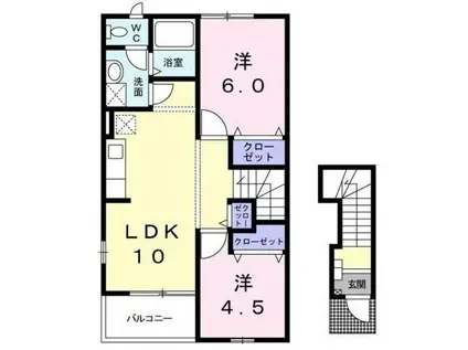 サジテリアスA(2LDK/2階)の間取り写真