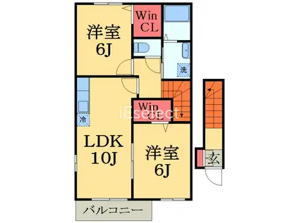 グランドール・ヒル Ⅰ(2LDK/2階)の間取り写真