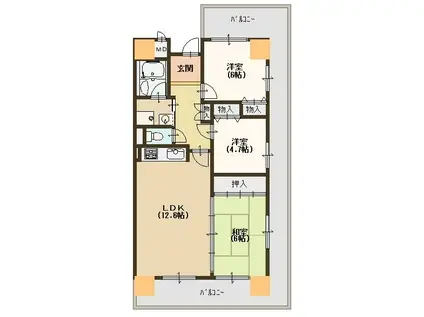 キオプラザ天満橋(3LDK/13階)の間取り写真