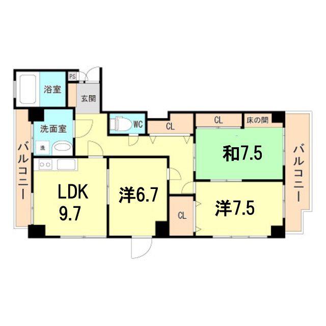 サウンドグレース(3LDK/2階)の間取り写真