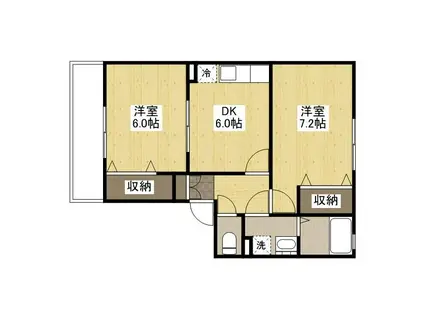 サンスタレ新涯VI B棟(2DK/1階)の間取り写真