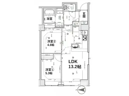 シティコート目黒IV(2LDK/7階)の間取り写真
