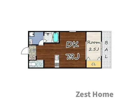 GAZELLE NOAH尼崎尾浜I(1DK/2階)の間取り写真