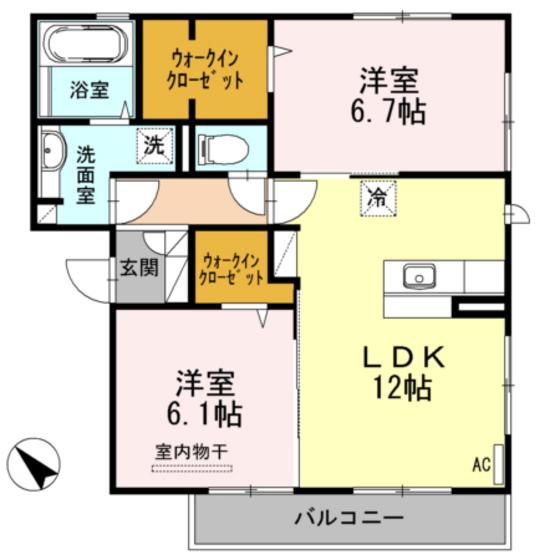 プロキオン(2LDK/3階)の間取り写真