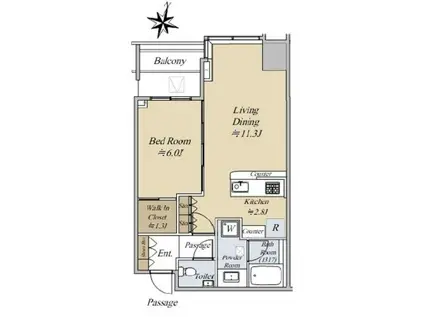 大崎ウエストシティタワーズW棟(1LDK/6階)の間取り写真