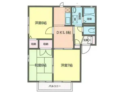 シャンテ大和町A棟(3DK/2階)の間取り写真