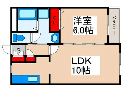 M.HIGH CREST(1LDK/2階)の間取り写真