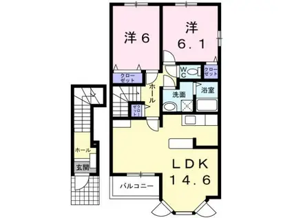 ソレイユ・セタII(2LDK/2階)の間取り写真