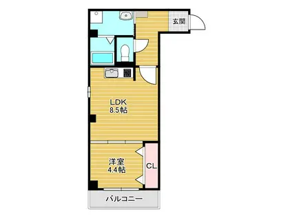 ソリティア茨木(1LDK/2階)の間取り写真