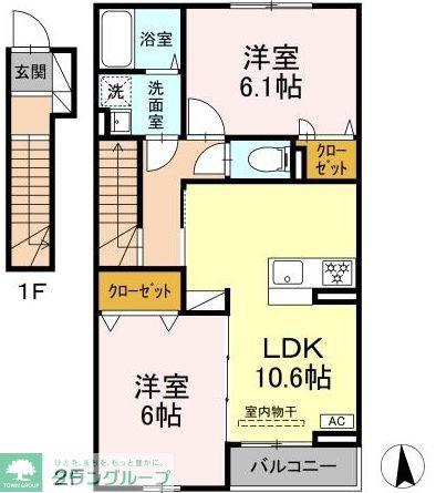 ゆずの樹(2LDK/2階)の間取り写真