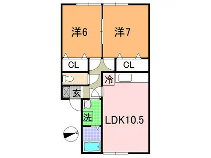ハイセレールセレブA(2LDK/2階)の間取り写真