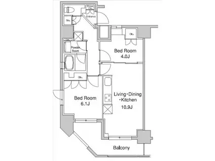 プラウドフラット浅草駒形(2LDK/13階)の間取り写真