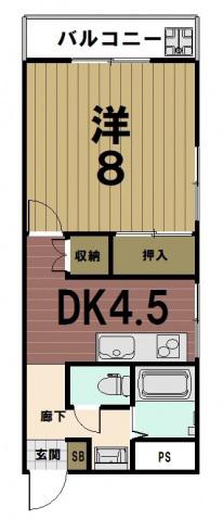 メゾンスマイル(1DK/3階)の間取り写真