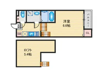 ハーモニーテラス原IV(1SK/2階)の間取り写真