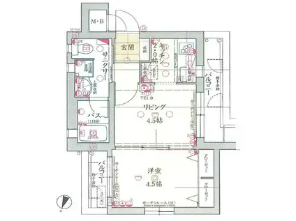 ワコーレヴィータ月見山(1DK/3階)の間取り写真