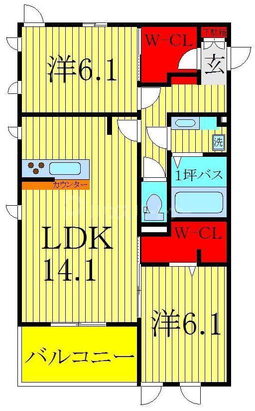 リシェス I(2LDK/2階)の間取り写真