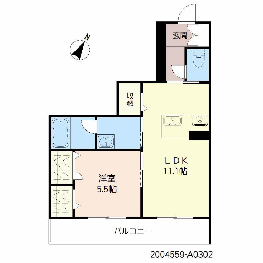 グリーンベルト神浦(1LDK/3階)の間取り写真