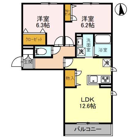 シャーメゾン茜(2LDK/3階)の間取り写真