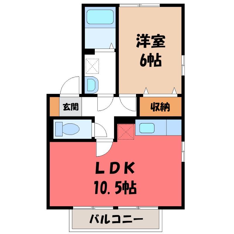 エル古城II(1LDK/2階)の間取り写真