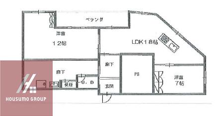 新町コーポ(2LDK/4階)の間取り写真