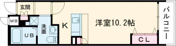 TKアンバーコート大町(ワンルーム/9階)の間取り写真