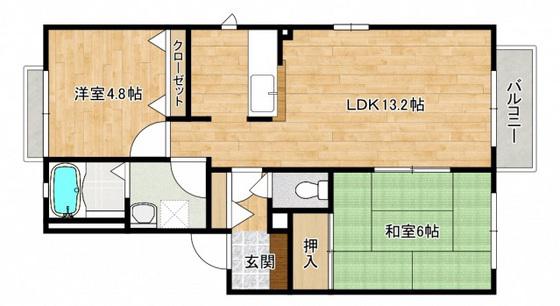 EFFECT府中(2LDK/1階)の間取り写真