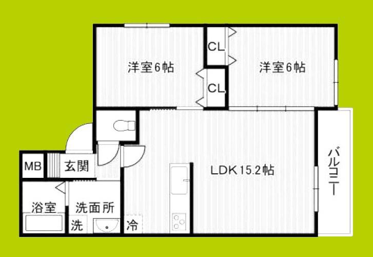 羽曳野PJ(2LDK/1階)の間取り写真