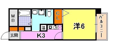 ドミール春日野道N(1K/5階)の間取り写真