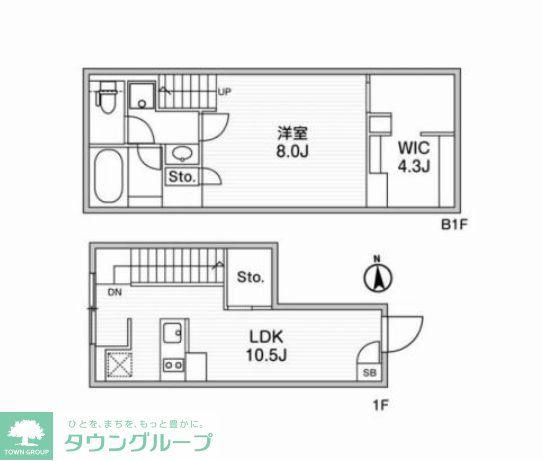 ルクレ自由が丘(1LDK/B1階)の間取り写真