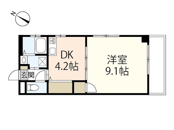 セーヌ川中(1DK/3階)の間取り写真