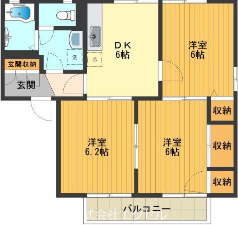 クエールコート(3DK/1階)の間取り写真
