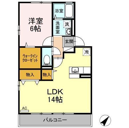 クライン・ガルデンB(1LDK/2階)の間取り写真