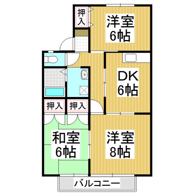 セジュール千曲 A棟(3DK/1階)の間取り写真