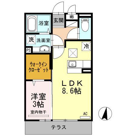 シェラール(1LDK/1階)の間取り写真