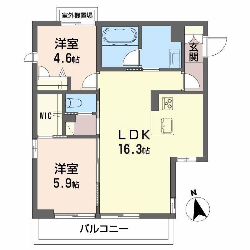 カルム ガーデン(2LDK/3階)の間取り写真