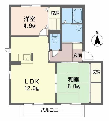 アルカディアコート(2LDK/2階)の間取り写真