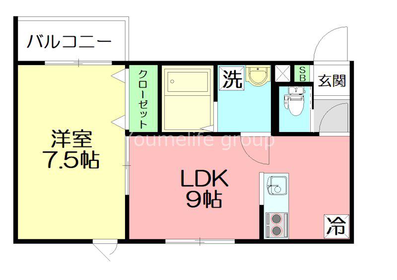 GRAND COLLINE(1LDK/3階)の間取り写真