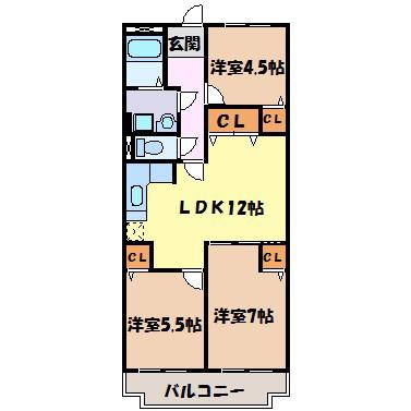 アルト千種(3LDK/3階)の間取り写真