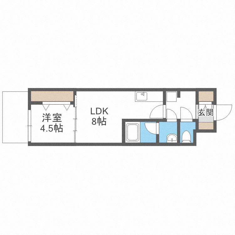 LACASA新北野II(1LDK/8階)の間取り写真