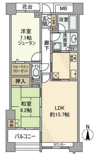 本郷真砂パークハウス壱番館(2LDK/9階)の間取り写真