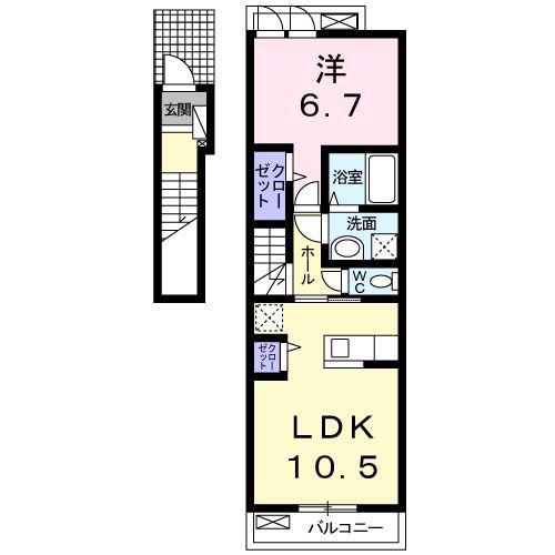 リヴィスタ(1LDK/2階)の間取り写真