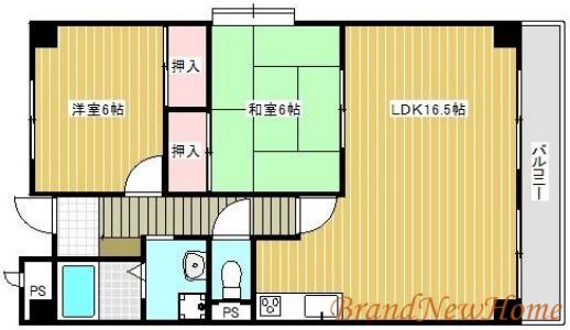 金岡パークヴィラ(2LDK/4階)の間取り写真